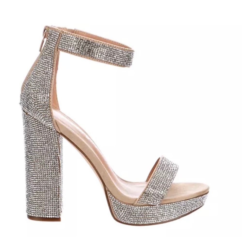 Women- Dress Shoes MADDEN GIRL SIREN Platform Rhinestone Sandal Silver Size 8 - Picture 10 of 12